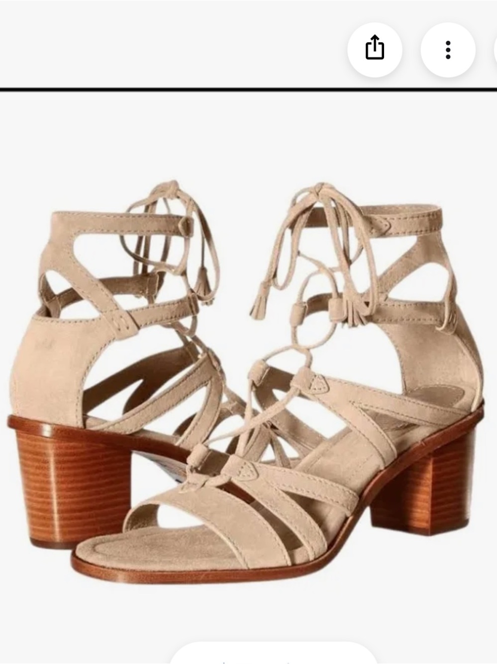 Frye Brielle Gladiator Tassel Tips Lace-Up Suede Block Heel Sandals in Tan Nude